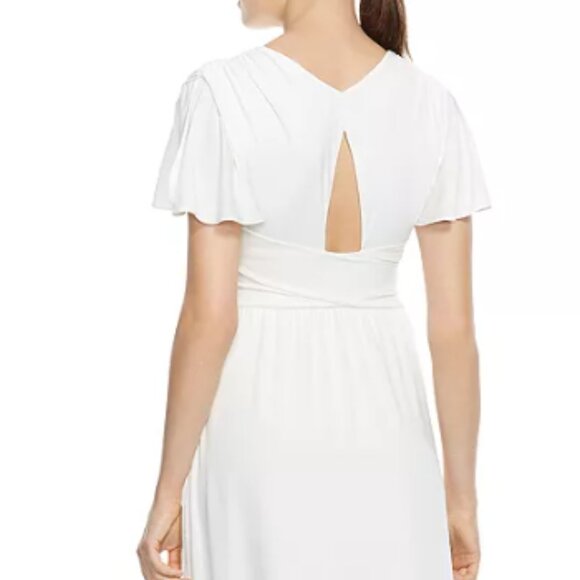 Halston Heritage Ivory Flutter Sleeve Maxi Dress - Picture 2 of 4